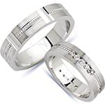 حلقه ازدواج ست عروس و داماد طلای سفید با نگین الماس تراش برلیان مدل: srd1503