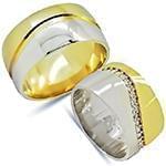 حلقه ازدواج ست طلا زرد و سفید با نگین الماس تراش برلیان مدل: srd1504