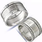 حلقه ازدواج ست عروس و داماد طلای سفید با نگین الماس تراش برلیان مدل: srd1505