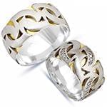 حلقه ازدواج ست عروس و داماد طلا با نگین الماس تراش برلیان مدل: srd1510