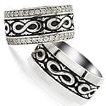 حلقه ازدواج ست طلا با نگین الماس تراش برلیان طرح بینهایت مدل: srd1511