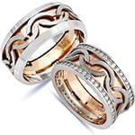 حلقه ازدواج ست طلای رزگلد و سفید با نگین الماس تراش برلیان مدل: srd1512