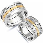 حلقه ازدواج ست طلای رزگلد و سفید با نگین الماس تراش برلیان مدل: srd1513