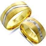 حلقه ازدواج ست طلای زرد و سفید با نگین الماس تراش برلیان مدل: srd1514