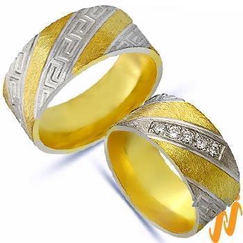 مدل حلقه ازدواج ست طلا با نگین الماس تراش برلیان طرح ورساچی