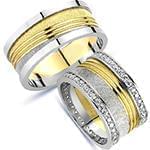 حلقه ازدواج ست طلای دو رنگ با نگین الماس تراش برلیان مدل: srd1519