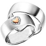 حلقه ازدواج ست طلای رزگلد و سفید با نگین برلیان طرح قلب مدل: srd1523