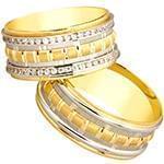 حلقه ازدواج ست طلای زرد و سفید با نگین الماس تراش برلیان مدل: srd1524