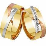 حلقه ازدواج ست طلای سه رنگ با نگین الماس تراش برلیان مدل: srd1525