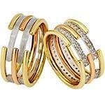 حلقه ازدواج ست طلای سه رنگ با نگین الماس تراش برلیان مدل: srd1527