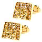 دکمه سردست طلا زرد با نگین الماس تراش برلیان مدل: cdm1204