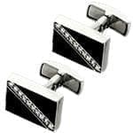 دکمه سردست طلا سفید با نگین الماس تراش برلیان و انیکس مدل: cdm1206