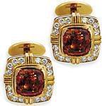 دکمه سردست طلا زرد با نگین الماس تراش برلیان و یاقوت قرمز مدل: cdm1211