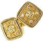 دکمه سردست طلا زرد با نگین الماس تراش برلیان مدل: cdm1216