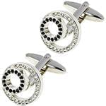 دکمه سردست طلا با نگین الماس تراش برلیان سیاه و سفید مدل: cdm1218