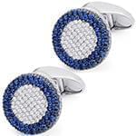 دکمه سردست طلا سفید با نگین الماس تراش برلیان و یاقوت کبود مدل: cdm1219