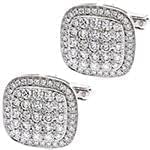 دکمه سردست طلا سفید با نگین الماس تراش برلیان مدل: cdm1220