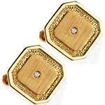 دکمه سردست طلا زرد با نگین الماس تراش برلیان مدل: cdm1221