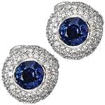 دکمه سردست طلا سفید با نگین الماس تراش برلیان و یاقوت کبود مدل: cdm1222