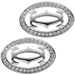 دکمه سردست طلا سفید با نگین الماس تراش برلیان طرح کارتیه مدل: cdm1224