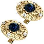 دکمه سردست طلا زرد با نگین الماس تراش برلیان و یاقوت کبود مدل: cdm1225