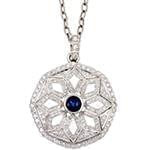 آویز طلا و جواهر با نگین یاقوت کبود و الماس تراش برلیان مدل: npdf13110