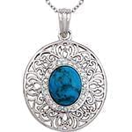 آویز طلا و جواهر با نگین فیروزه و الماس تراش برلیان مدل: npdf13114