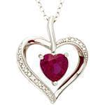 پلاک طلا و جواهر با نگین یاقوت قرمز و الماس تراش برلیان طرح قلب مدل: npdf13121 