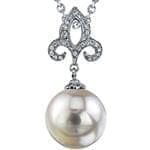 پلاک طلا و جواهر با نگین مروارید و الماس تراش برلیان مدل: npdf13127