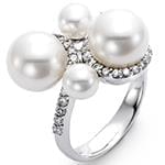 انگشتر طلای زنانه با نگین مروارید و الماس تراش برلیان:مدل rgf1548