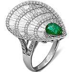 انگشتر طلای زنانه با نگین زمرد و الماس تراش برلیان و باگت:مدل rgf1552