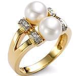 انگشتر مروارید طلای زنانه با نگین مروارید و الماس تراش برلیان:مدل rgf1553