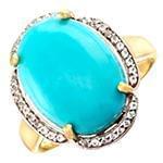 انگشتر طلای زنانه با نگین فیروزه و الماس تراش برلیان:مدل rgf1555