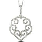 پلاک طلای سفید با نگین الماس تراش برلیان طرح قلب: مدل pdb2232