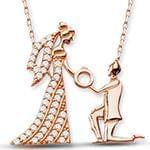 پلاک طلای رزگلد با نگین الماس تراش برلیان طرح عروس و داماد: مدل pdb2236