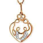 پلاک طلای رزگلد با نگین الماس تراش برلیان طرح قلب و خانواده: مدل pdb2239