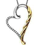 پلاک قلب طلای زرد و سفید با نگین الماس تراش برلیان: مدل pdb2240