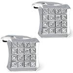 دکمه سردست طلا سفید با نگین الماس تراش برلیان مدل: cdm1226