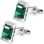 دکمه سردست طلا سفید با نگین الماس تراش برلیان و زمرد مدل: cdm1227