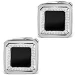 دکمه سردست طلا سفید با نگین الماس تراش برلیان و انیکس مدل: cdm1229