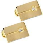 دکمه سردست طلا زرد با نگین الماس تراش برلیان مدل: cdm1231