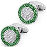 دکمه سردست طلا سفید با نگین الماس تراش برلیان و زمرد مدل: cdm1232