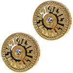 دکمه سردست طلا زرد با نگین الماس تراش برلیان طرح ورساچی مدل: cdm1233