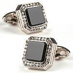 دکمه سردست طلا سفید با نگین الماس تراش برلیان و انیکس مدل: cdm1236