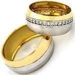 مدل حلقه ازدواج ست طلا زرد و سفید با نگین الماس تراش برلیان مدل: srd1541