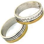 مدل حلقه ازدواج ست طلای دو رنگ با نگین الماس تراش برلیان مدل: srd1543