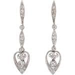 گوشواره طلا و جواهر با نگین الماس تراش برلیان طرح قلب مدل: ebf2175 