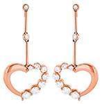 گوشواره طلا و جواهر با نگین الماس تراش برلیان طرح قلب مدل: ebf2178