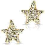 گوشواره طلا و جواهر با نگین الماس تراش برلیان طرح ستاره مدل: ebf2180