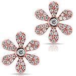 گوشواره طلا و جواهر با نگین الماس تراش برلیان طرح فلاور مدل: ebf2181